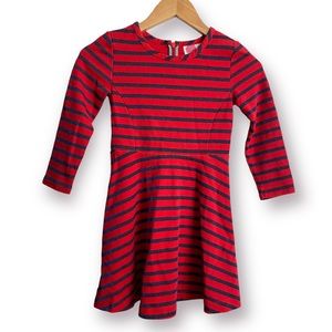 JOHNNIE B - Girl’s Boden Red & Sparkly Blue Stripe Long Sleeve Dress Size 6-7 yr